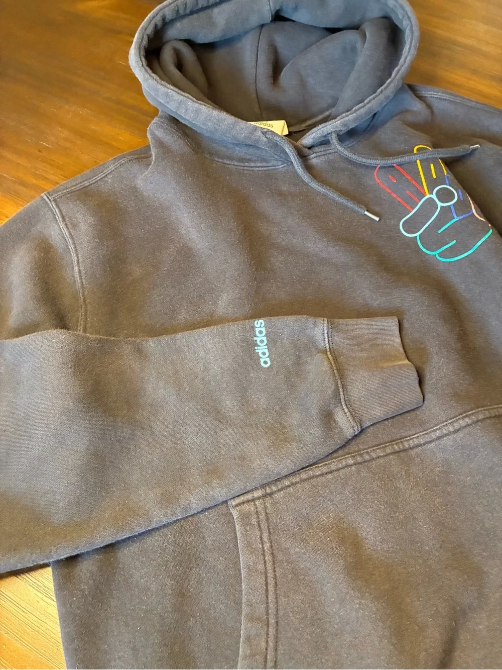 Adidas Black Graphic Peace Sign hoodie men